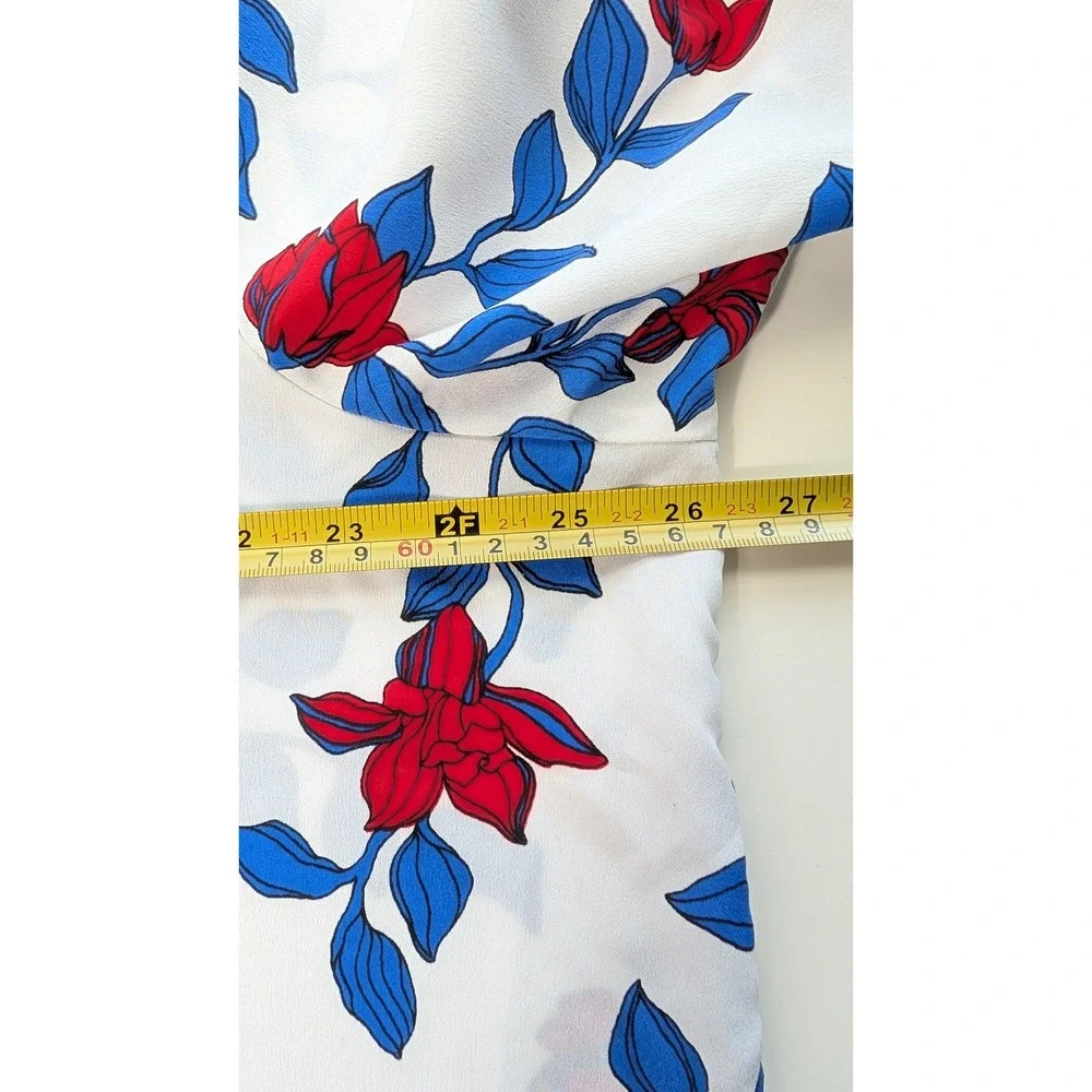 Liz Claiborne‎ Career White Red Blue Floral Print Bell Sleeve Blouse Top XXL - Picture 6 of 8